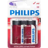Philips Power Alkaline Akku LR20P2B/10, Kertakäyttöinen akku, D, Alkali, 1,5 V, 2 kpl, 33 mm