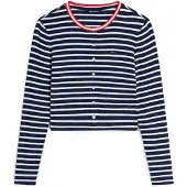 Tommy Hilfiger Neuletakki 'Slim' laivastonsininen / punainen / valkoinen