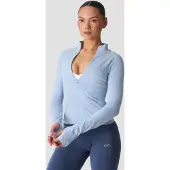 ICANIWILL Smooth Seamless 1/2 Zip Long Sleeve Fainting Blue