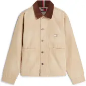 Tommy Hilfiger Välikausitakki 'Contrast Collar Chore' kerma / ruskea