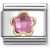 Nomination Composable Classic pinkki zirkoniakukka pala kulta 030615/043