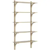 Swedese Levi hylly 5 hyllytasoa Luonnollisesti lakattu tammi messinki, 90 cm