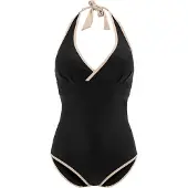 Swegmark Haiti Halterneck Swimsuit Black/beige 46DE