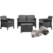 Carrefour Home Puutarhakalusteryhmä Venezia 2, polyrottinkia, harmaa