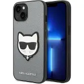 Karl Lagerfeld iPhone 14 Plussan -kotelo, Saffiano Silver