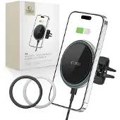 Tech-Protect A2 magneettinen tuuletusaukon autoteline / langaton Qi-laturi 15W - MagSafe-yhteensopiva - musta