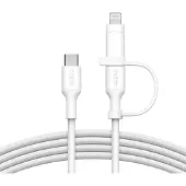 Belkin BoostCharge Pro 2-in-1 USB-C ja Lightning -kaapeli, 1,5 m, valkoinen