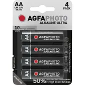 Agfa 110-821887, Kertakäyttöinen akku, AA, Alkali, 1,5 V, 4 kpl, Musta, Punainen, Valkoinen