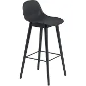 Muuto Fiber baarituoli korkea Wood Base - 75 cm - Black/Anthracite
