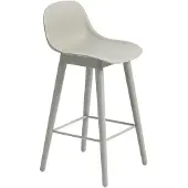 Muuto Fiber baarituoli matala Wood Base - 65 cm - Grey/Grey