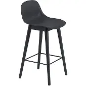 Muuto Fiber Baarijakkara Puu Selkänojalla 65 Cm - Baarijakkarat Musta - FICOBWON01011
