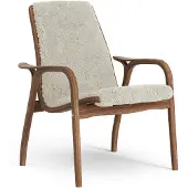 Swedese Laminett nojatuoli öljytty saksanpähkinä/lampaannahka Moonlight (beige)