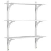 Swedese Levi hylly 3 hyllytasoa Valkolakattu saarni-messinki, 90 cm
