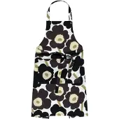Marimekko Pieni Unikko esiliina Valkoinen tummanharmaa beige