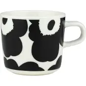 Marimekko - Oiva / Unikko Kuppi 20 cl Musta/Valkoinen