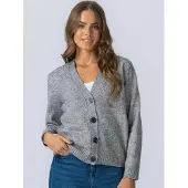 TeeShoppen Neuletakki ' Knitted Cardigan ' harmaa