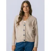 TeeShoppen Neuletakki ' Knitted Cardigan ' beige