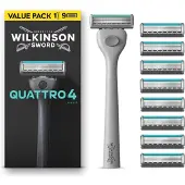 Wilkinson Sword Quattro partakone + vaihtoterät 8 kpl