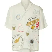 Selected Slhrlxhotel Amour Print Ss Shirt - Cream - L