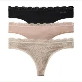 Calvin Klein Thong 3Pk - Beige - S