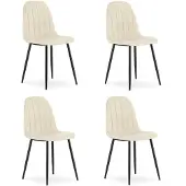 Leobert Ruokatuolisetti PADVA sametti Sand Light / mustat jalat x4