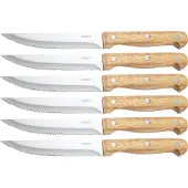 Dorre Bbq Knives 6 Pcs In Wooden Box Stainless Steel Acacia Handle 22.5*2 Cm - 2X 22.5X 0.2