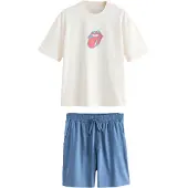 Next Lyhyt pyjama 'The Rolling Stones' laivastonsininen / turkoosi / vadelma / valkoinen