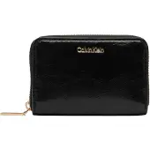 Calvin Klein Kukkaro 'Foil Logo Zip-around Glossy' musta