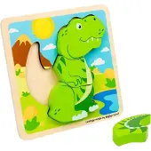 Bigjigs Wooden Shape Puzzle T-Rex - 4 pcs.