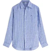 Tommy Hilfiger Paita 'Regular Fit Textured Stripe Pure' sininen / valkoinen