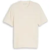 Tom Tailor Knit T-Shirt With Rib Structure - Cream - XL