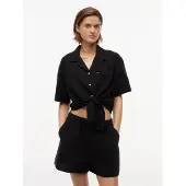 Tommy Hilfiger Pusero 'Crinkle Front Short Sleeve' musta