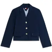 Tommy Hilfiger Bleiseri 'Gold-tone Button Regular Fit Cropped Blazer' laivastonsininen