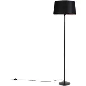 QAZQA Musta lattiavalaisin pellavavarjostimella musta 45 cm - Simplo