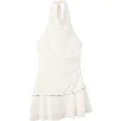 Mango Ruffled Halter-Neck Dress - White - M