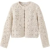Mango Knitted Jacket With Openwork Details - Beige - S