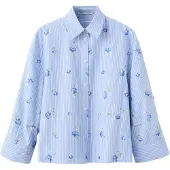 Mango Flower Embroidered Striped Shirt - Multi/patterned - S