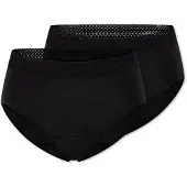 Schiesser Retro Period Panties, 2-Pack, Lace, Black/Dark Blue - Care - Black - XXXXL