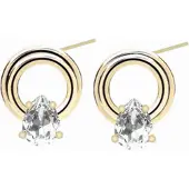Sno of sweden Callie Plain Crystal Circle Ear Gold Clear Onesize