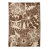 Klippan Yllefabrik Blomranka villahuopa Ruskea-beige, 130×200 cm