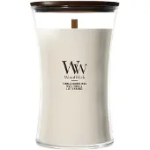 Woodwick Tonka & Almond Milk tuoksukynttilä sisältää puusydämen 610 g