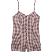 Superdry for woman. W8012138A Gingham cami jumpsuit red (XS), Casual, Cotton