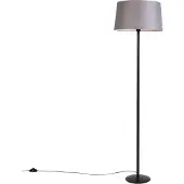 QAZQA Lattiavalaisin musta pellavavarjostimella tummanharmaa 45 cm - Simplo