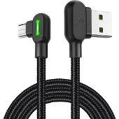 Mcdodo 90 KULMALLA MUKAUTETTU MIKRO-USB-KAAPELI PIKALATAUS KAKSIPUOLINEN QC 3 LED 3M