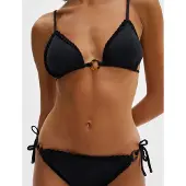 Malina Roselyn Crochet Trimmed Bikini Top - Black - XS