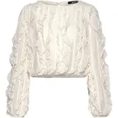Gina Tricot Frill Top - White - L