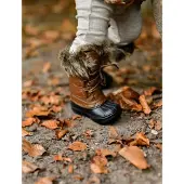 Mikk-Line Winter Boot Rubber W. Fake Fur - Brown - 25