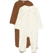 Pippi Nightsuit W/F -Buttons 2-Pack - Brown - 56