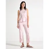 Lindex Cropped Trousers - Pink - 40
