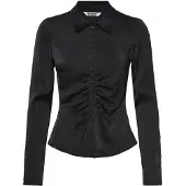 Weekday Long-Sleeved Fitted Satin Shirt - Black - 34